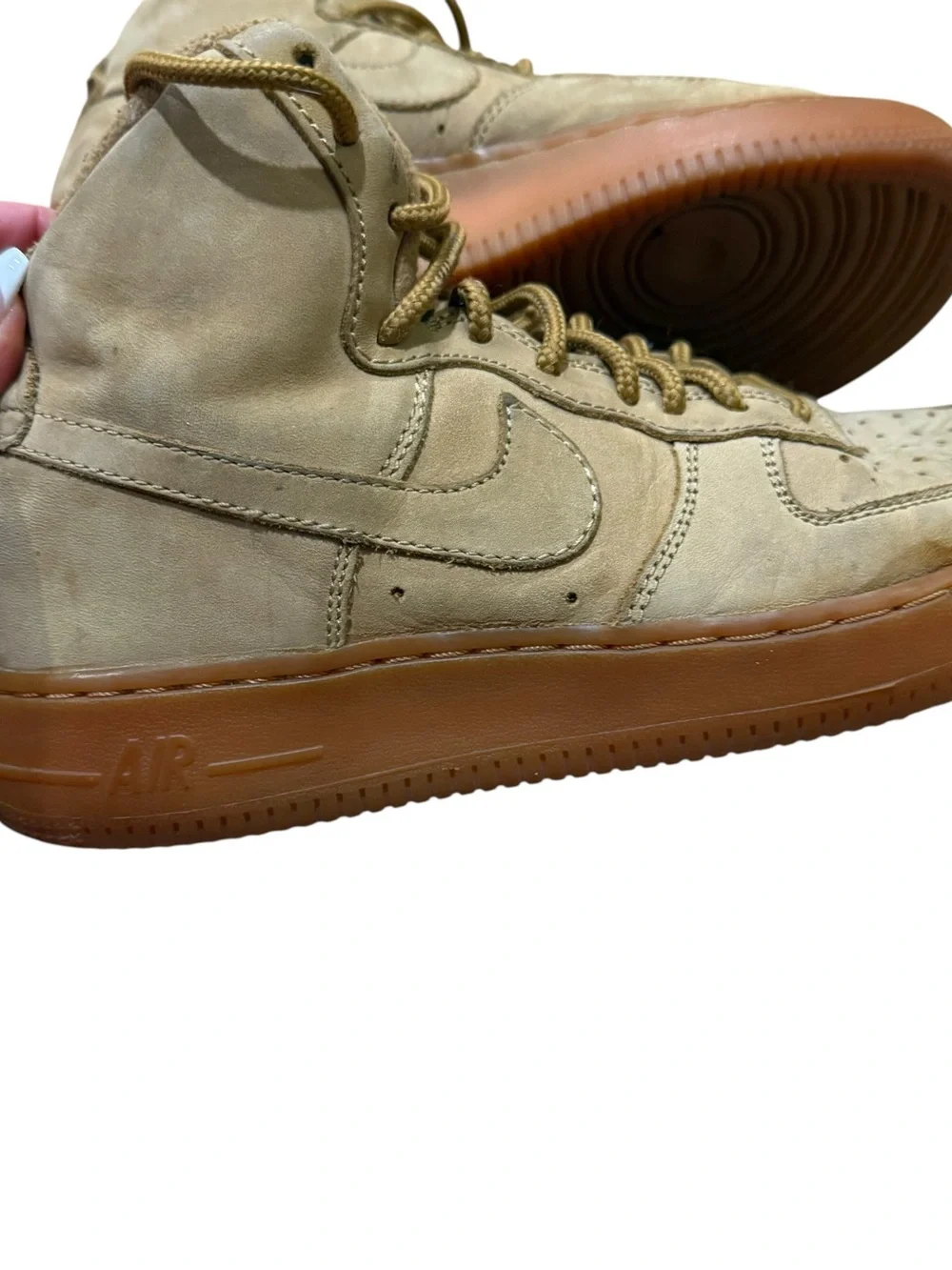 Air Force 1 High Flax Wheat Tan Shoes Gum Sole Sneakers Size 4 Y Big Kids
